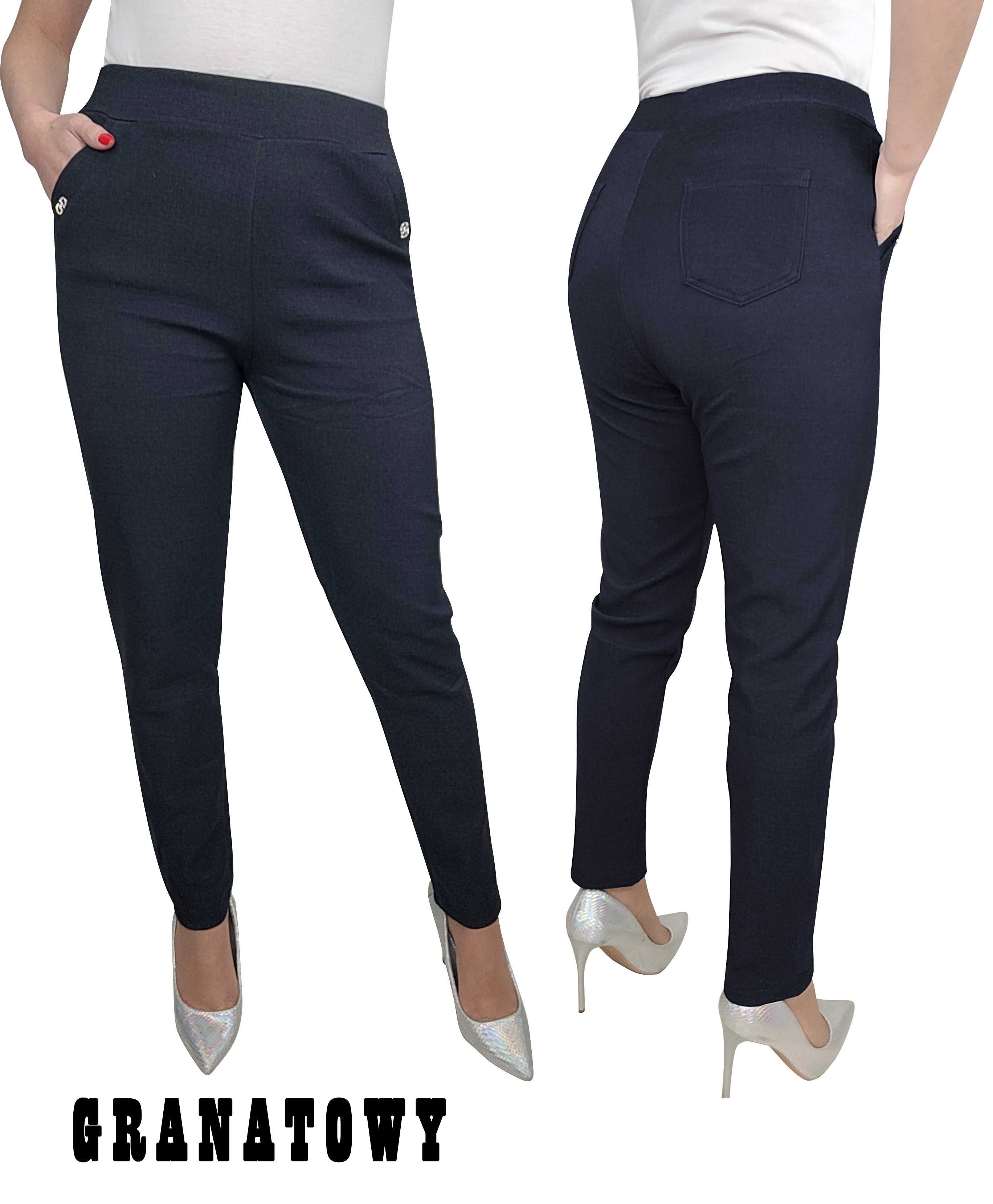 GRANATOWE spodnie XXL-6XL elaganckie klasyczne damskie spodnie