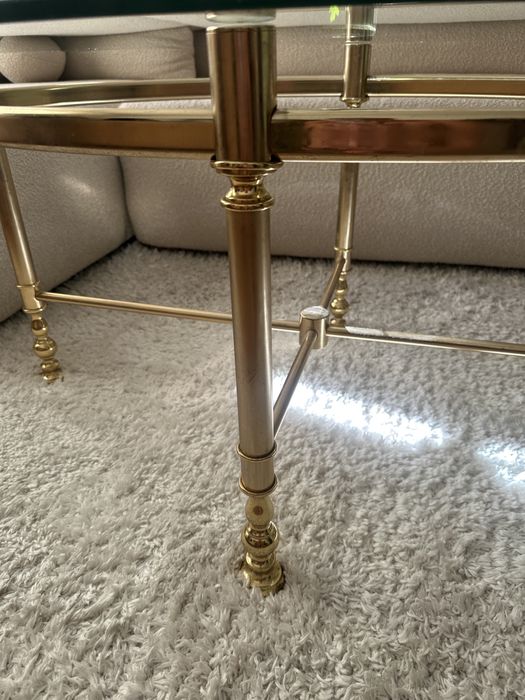 Stolik kawowy, ława, stolik, stół, vintage retro złoty chrom, szklany