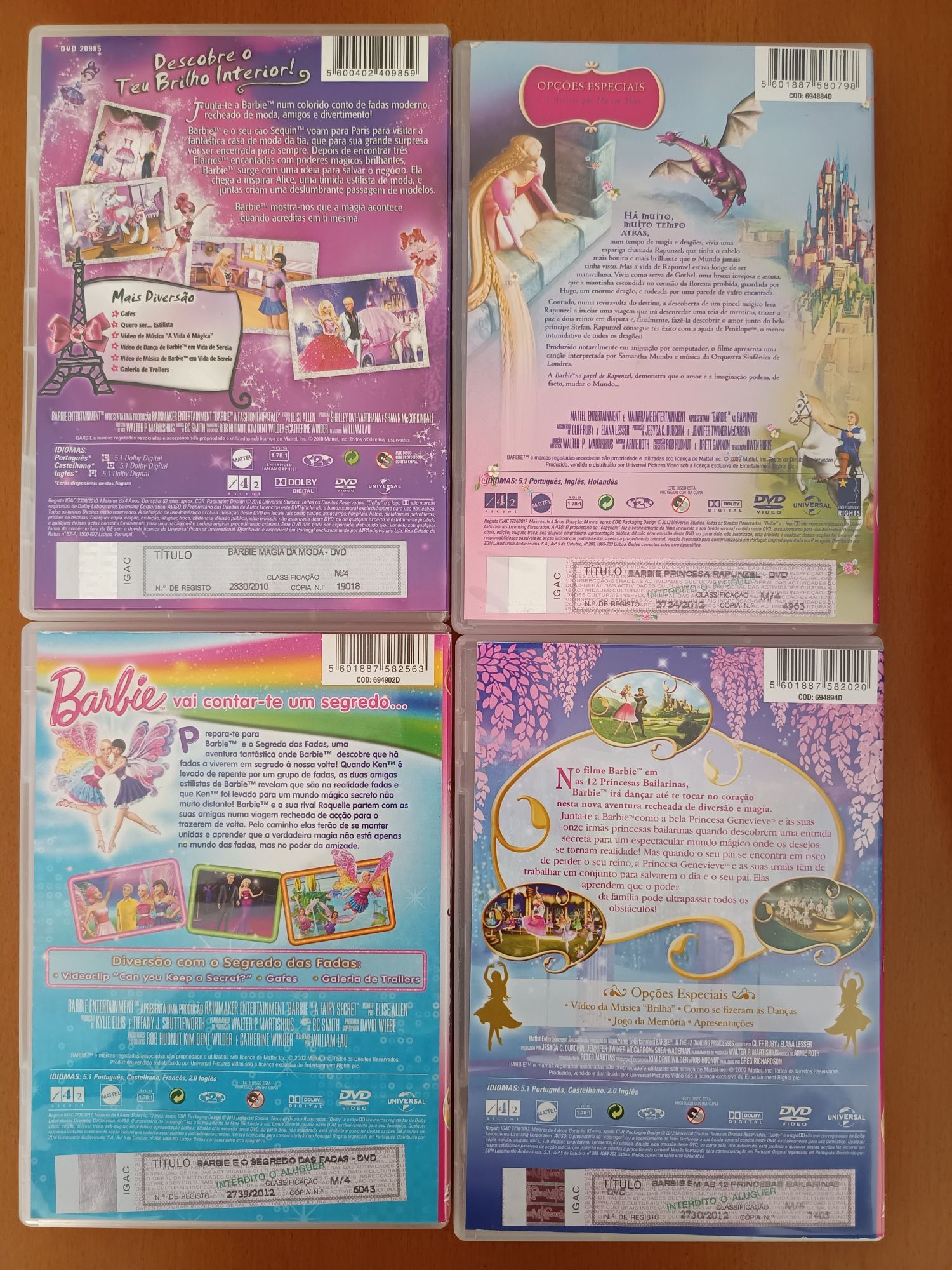 Conjunto de dvds Barbie