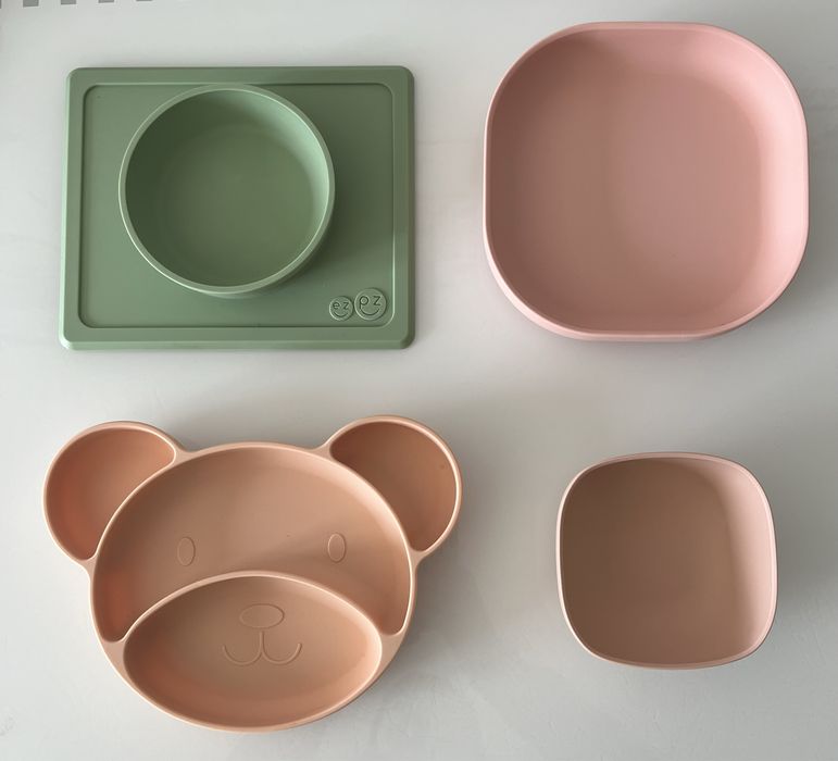 Pratos de silicone bebé criança