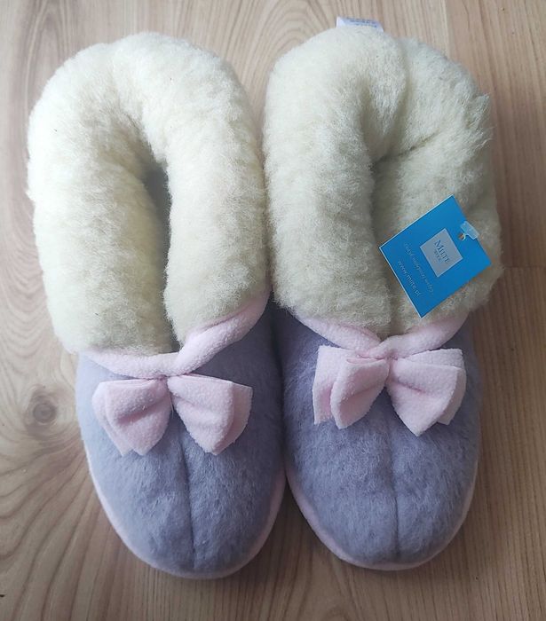 Super Botki wełniane MERYNOS R 38 Kapcie różowe