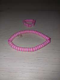 Letnia bransoletka z pierścionkiem różowo-biała