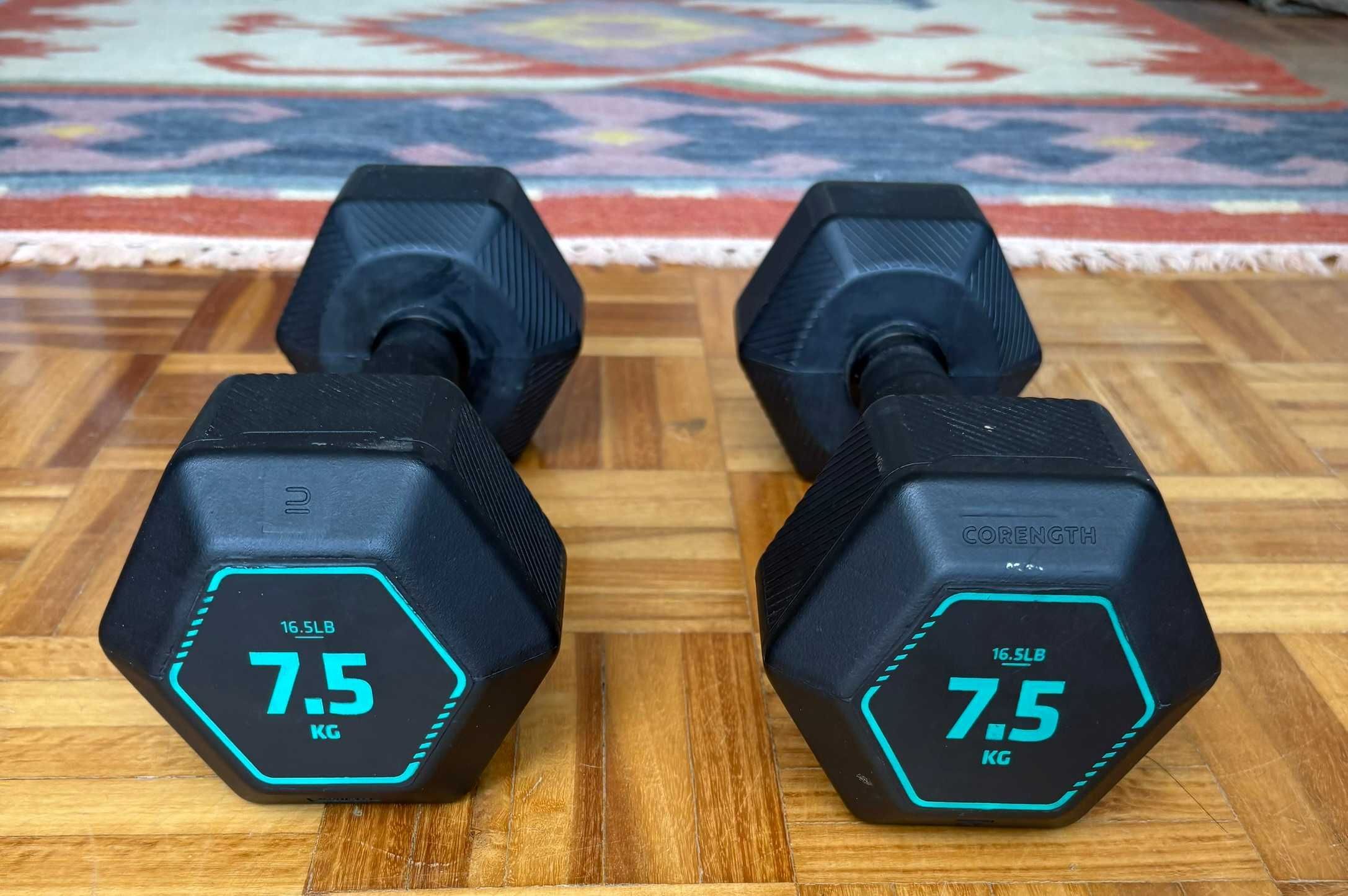 2 x Haltere Hexagonal de Musculação e Cross Training 7,5 kg Preto
