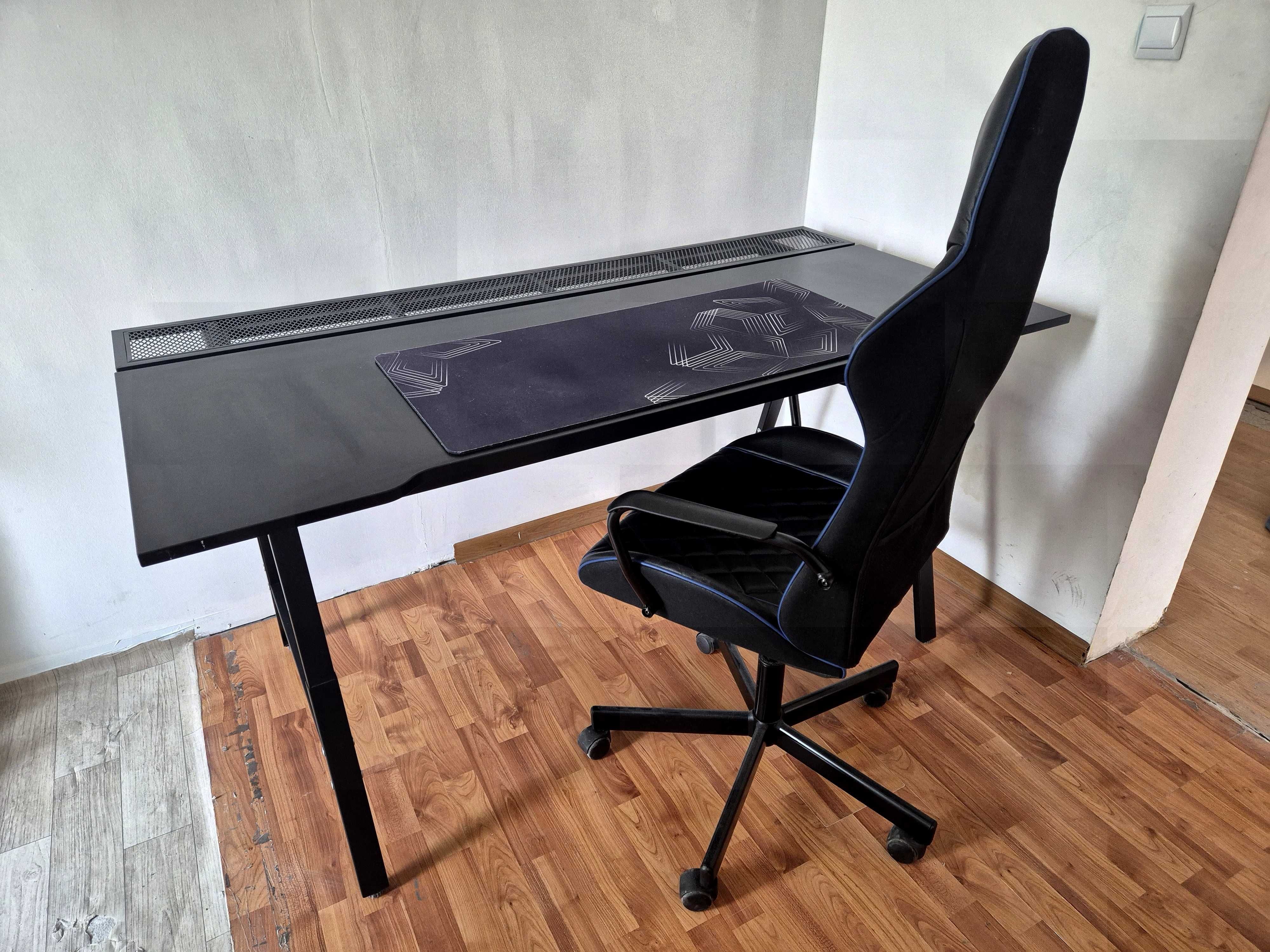 Biurko gamingowe czarne + krzesło IKEA