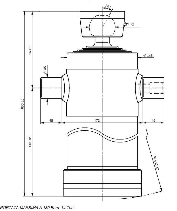 Siłownik wywrotu przyczepa  o dł 4,5-5,5 wywrotka skok  182 cm 14 Ton