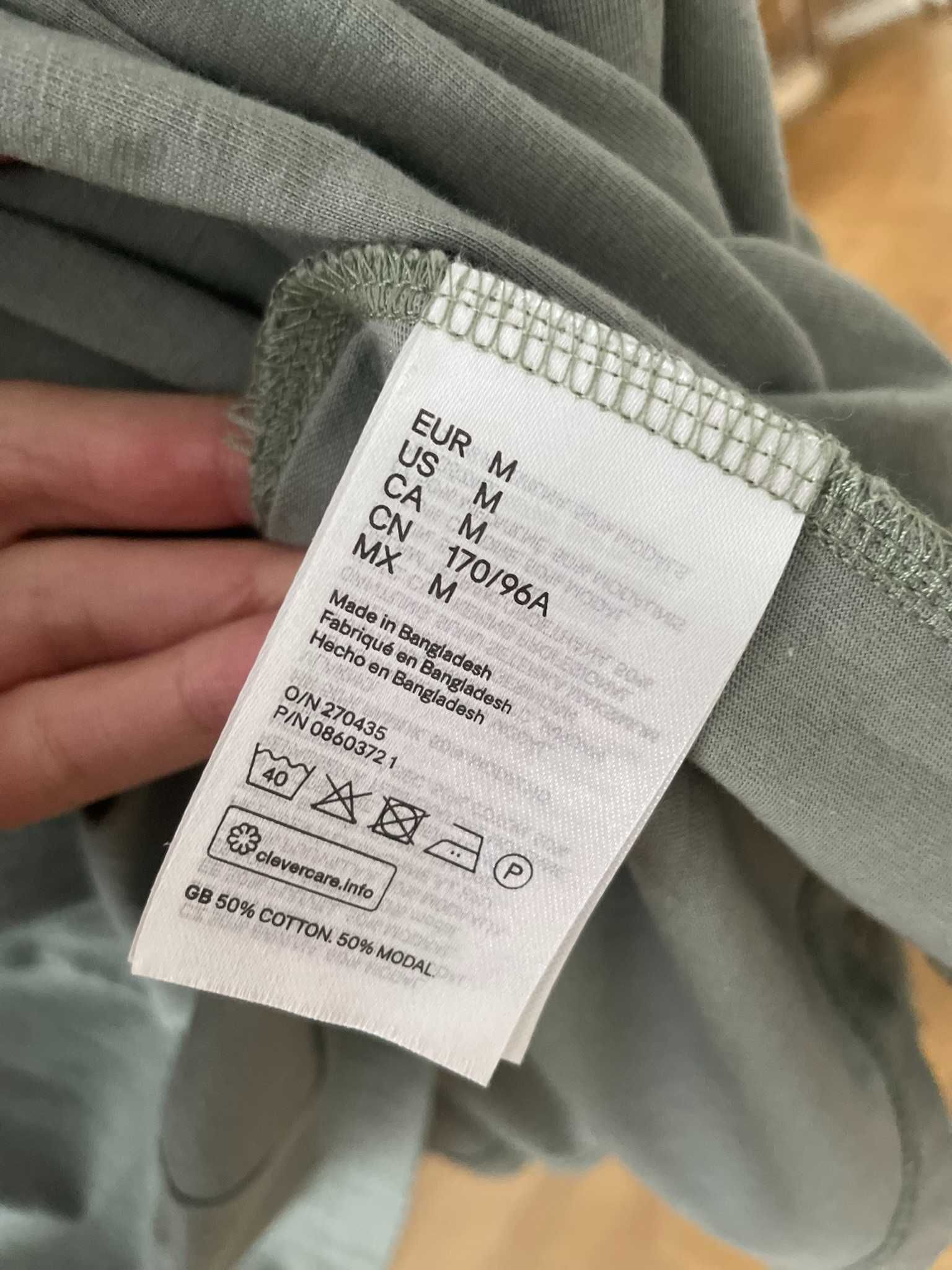 H&M mama T-shirt oliwkowy marszczenia długi tunika letni S 36 M 38