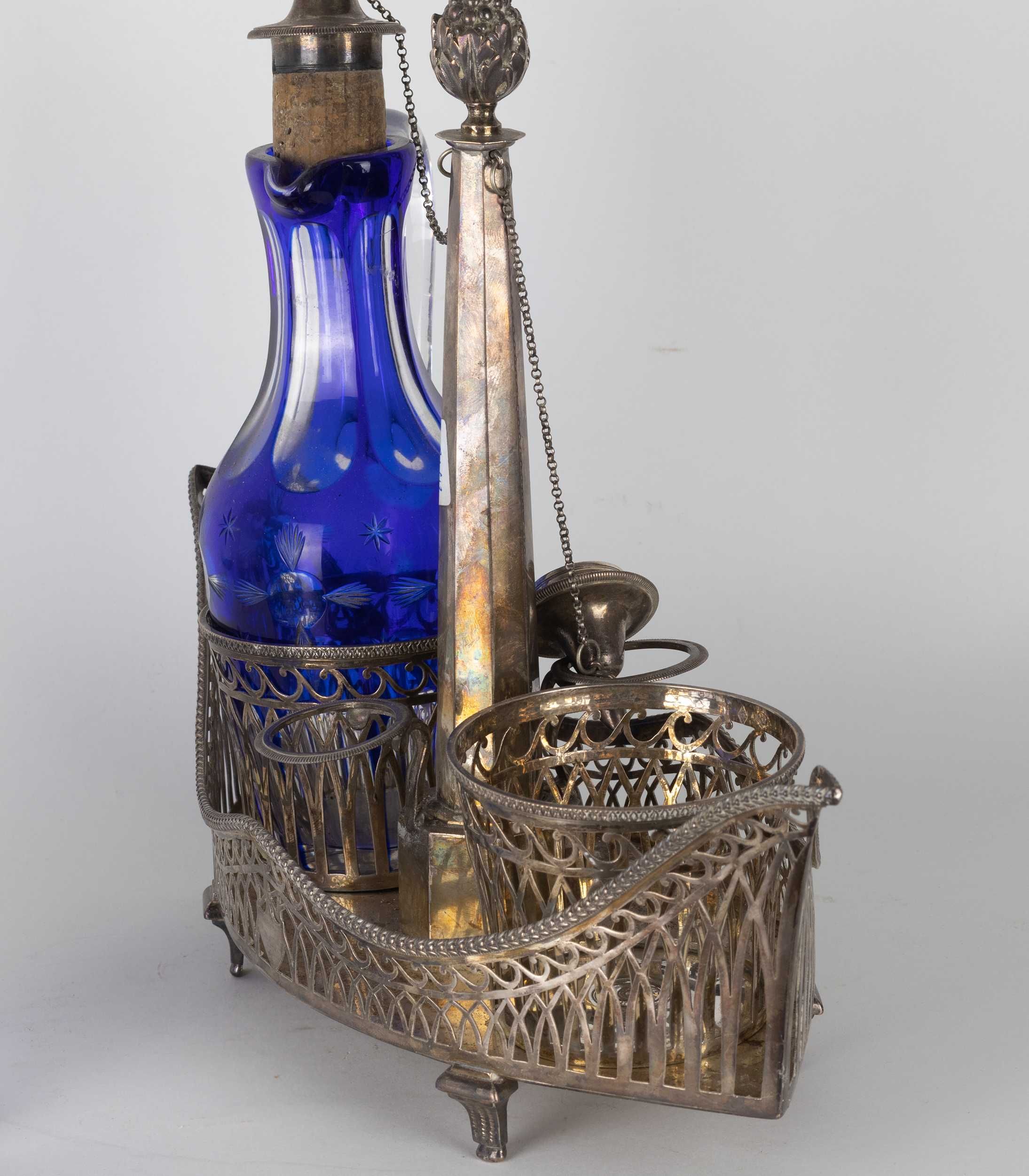 Galheteiro gôndola prata Veneza cristal | século XIX