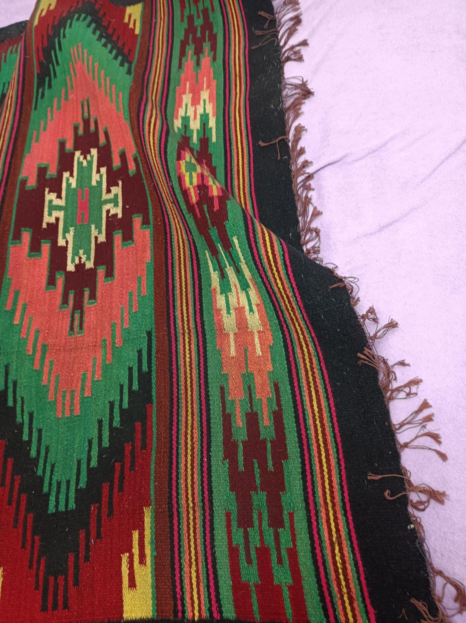 Huculski wełniany kilim.Etno ,folk.Rękodzieło.Antyk.