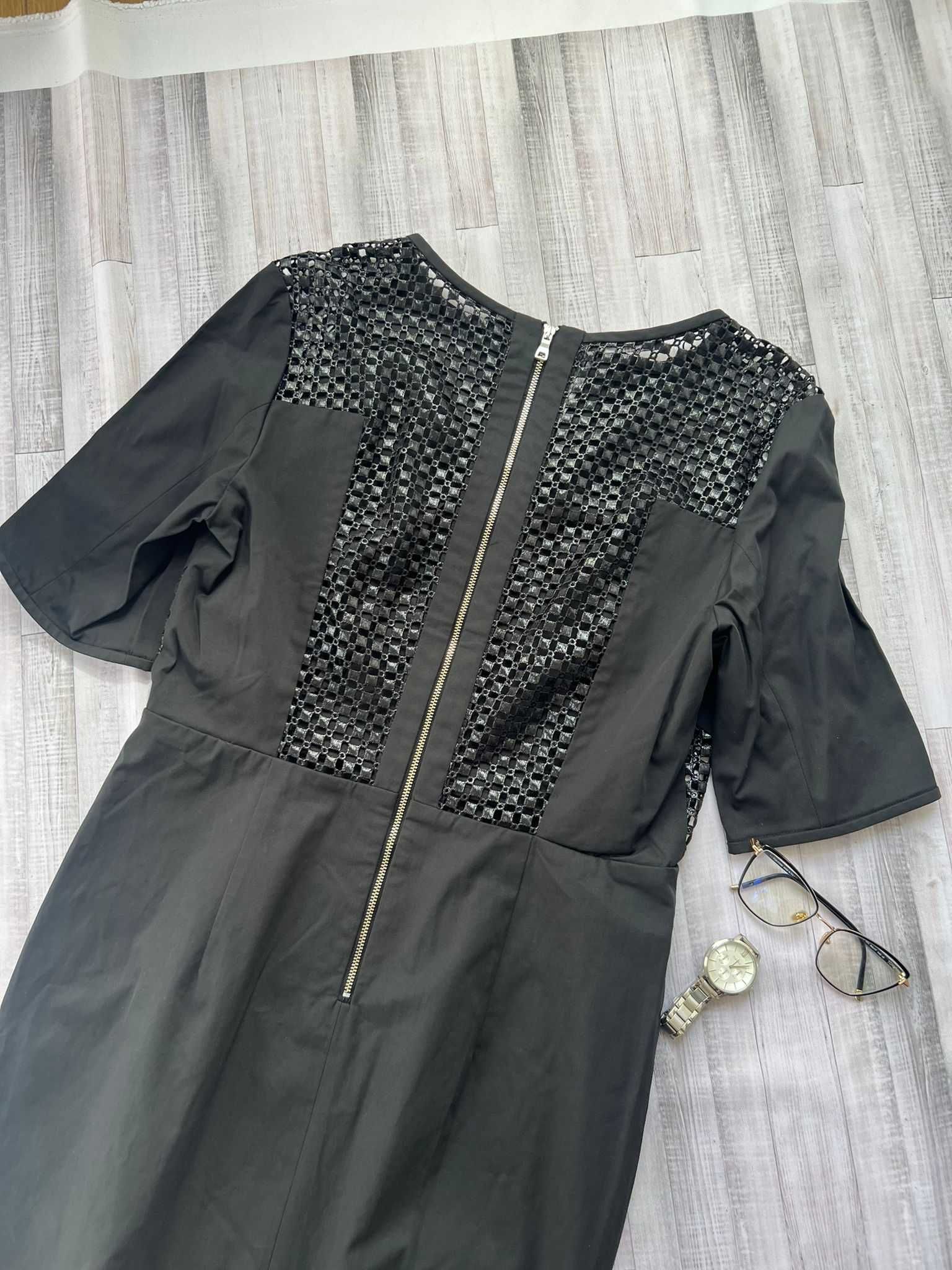 Blacky Dress sukienka mała czarna z siatką 97% bawełna elegancka