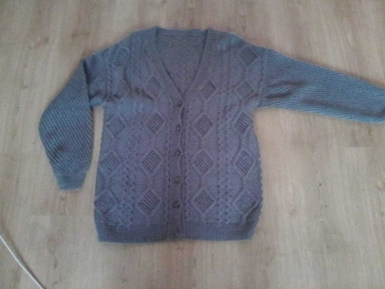 Sweter damski, kardigan, rękodzieło, handmade, 40/42/L, wełna, ażury