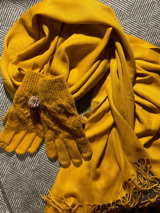 Шарф палантин перчатки кашемiровий шарф з рукавичками