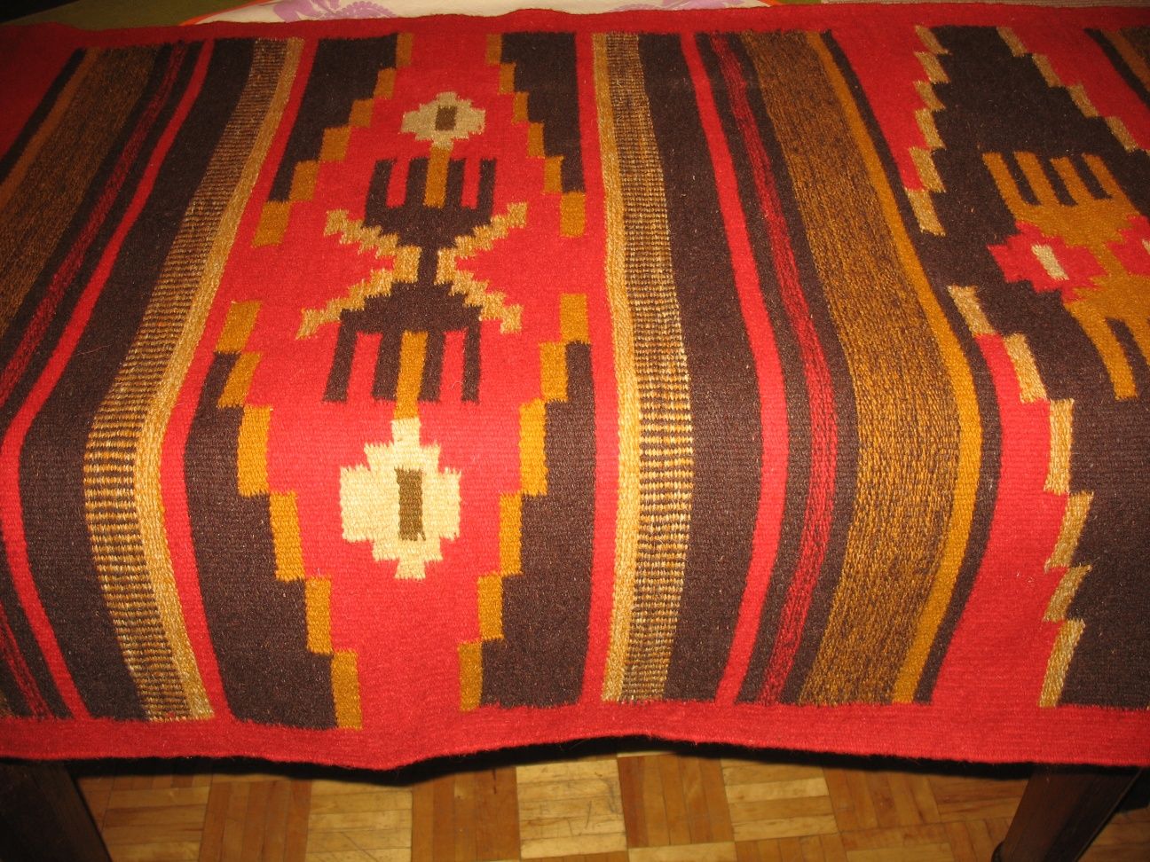 Cepelia wzór huculski kilim wełniany ręcznie tkany antyk