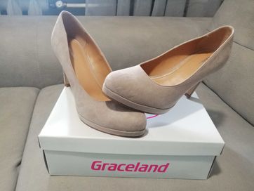 beżowe buty na obcasie Graceland rozm. 40