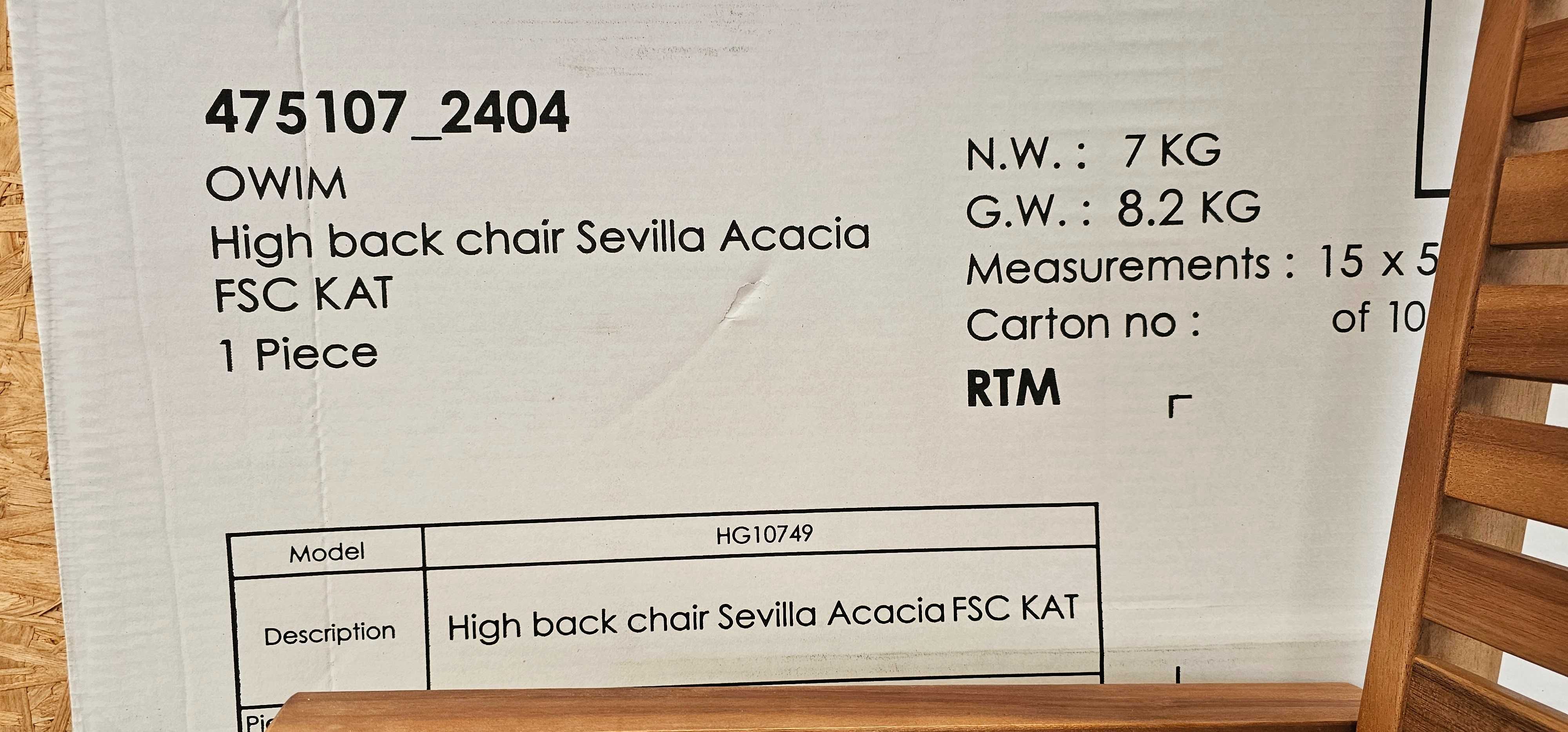 Składane krzesło ogrodowe Sevilla z olejowanego drewna akacjowego