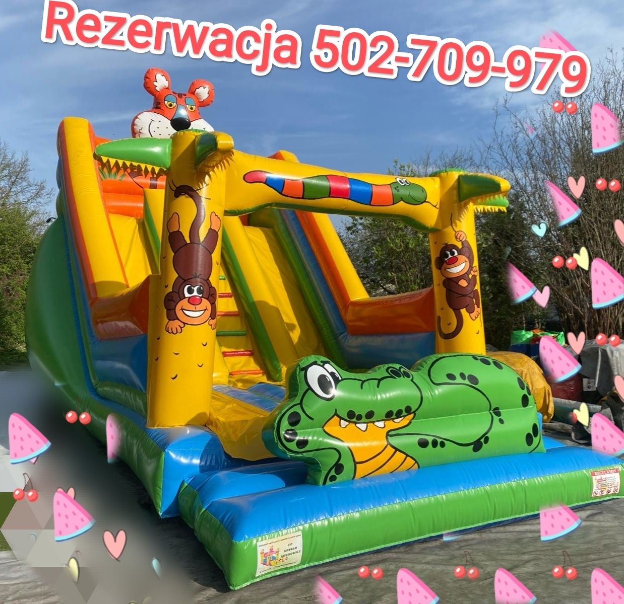 Zamek dmuchany zjeżdżalnia Dmuchaniec wata popcorn