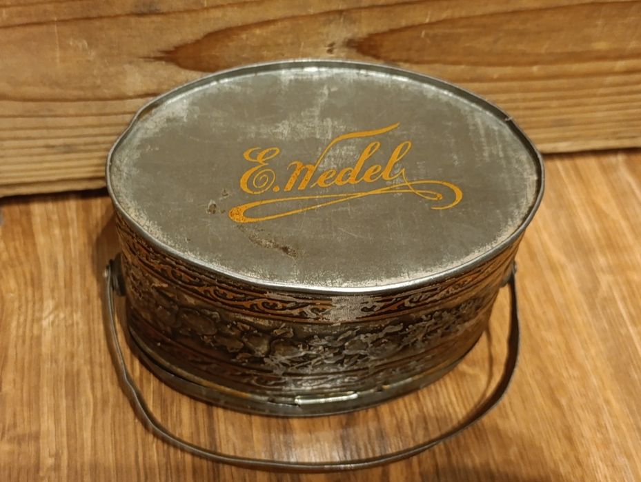 Przedwojenna puszka Wedel Reklama Warszawa Czekoladki