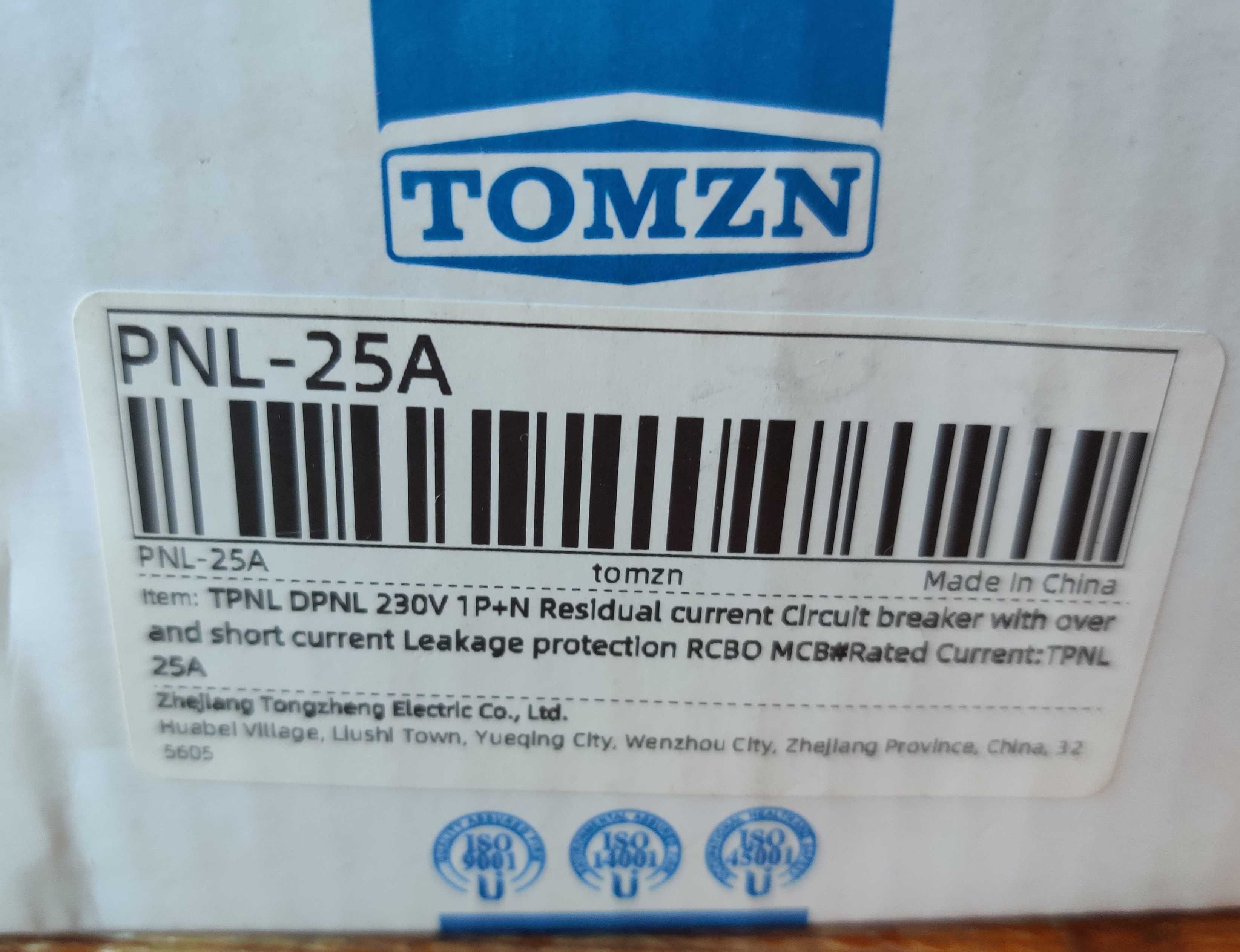 ДифАвтомат TOMZN TPNL 230 В 1P+N 25А