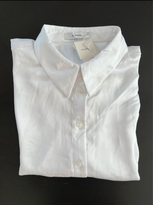 NOWA, biała, oversizowa koszula z kołnierzykiem