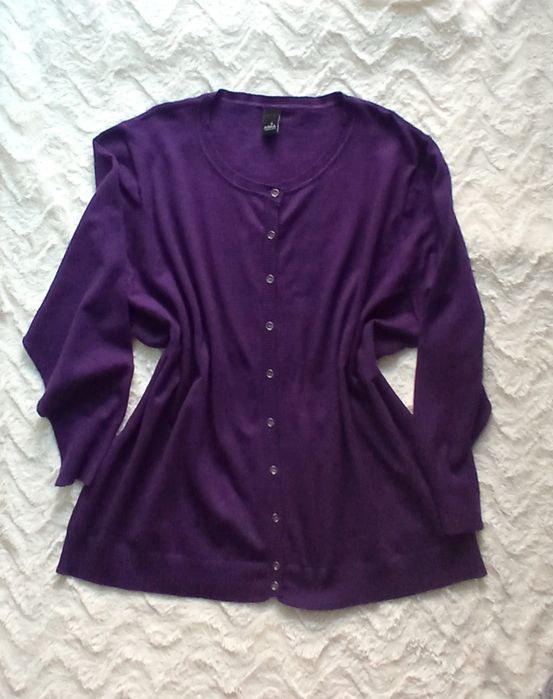 Sweter rozpinany Adia 52 54 fioletowy wiskoza