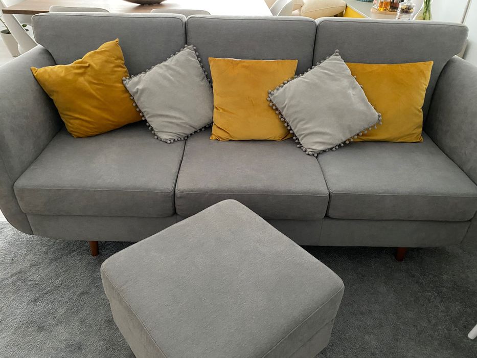 Sofá de 3 lugares com chaise longue modular