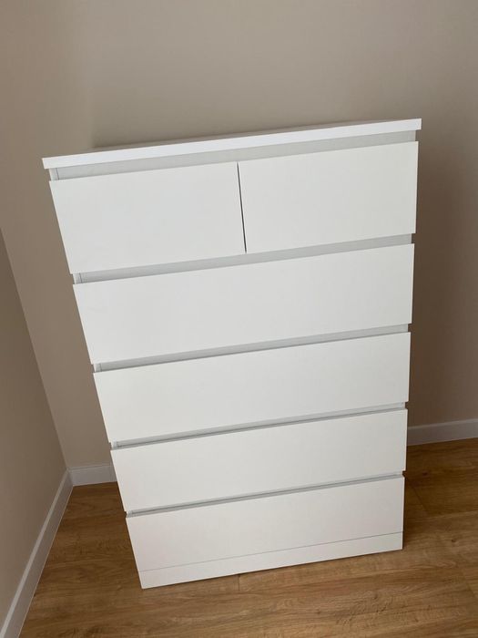 Komoda Malm 6 szuflad stan idealny 80x123 cm plus szklany blat