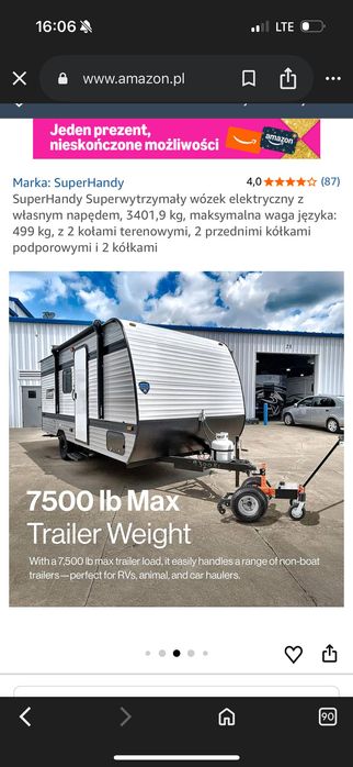 Robot wózek holowniczy do przyczep 3600 kg kempingu lodzie