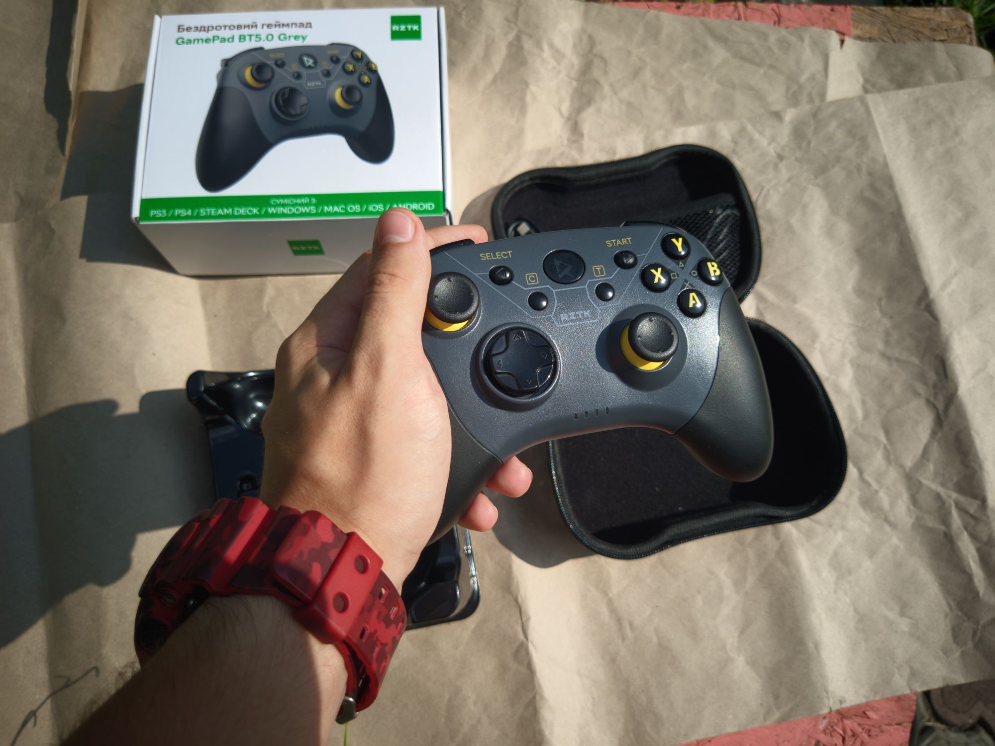 Бездротовий геймпад RZTK GamePad BT5.0 Grey + кейс
