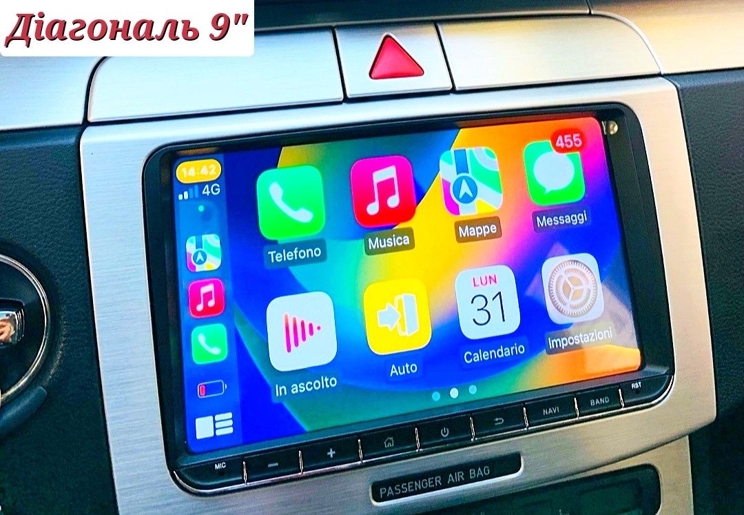 Магнитола Android Volkswagen, Seat, Skoda, Carplay, слот під сімку!