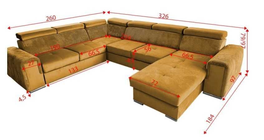 Duży rozkładany narożnik AVANTI 8 pojemnik ,funkcja spania Wysyłka