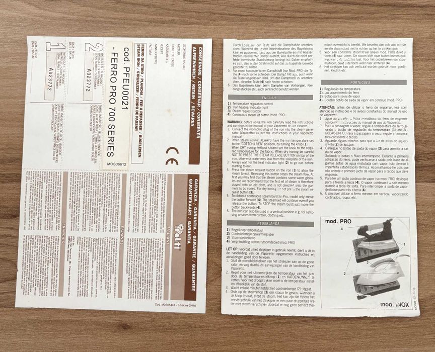 Ferro de engomar Polti Leco Aspira Serie 700/690