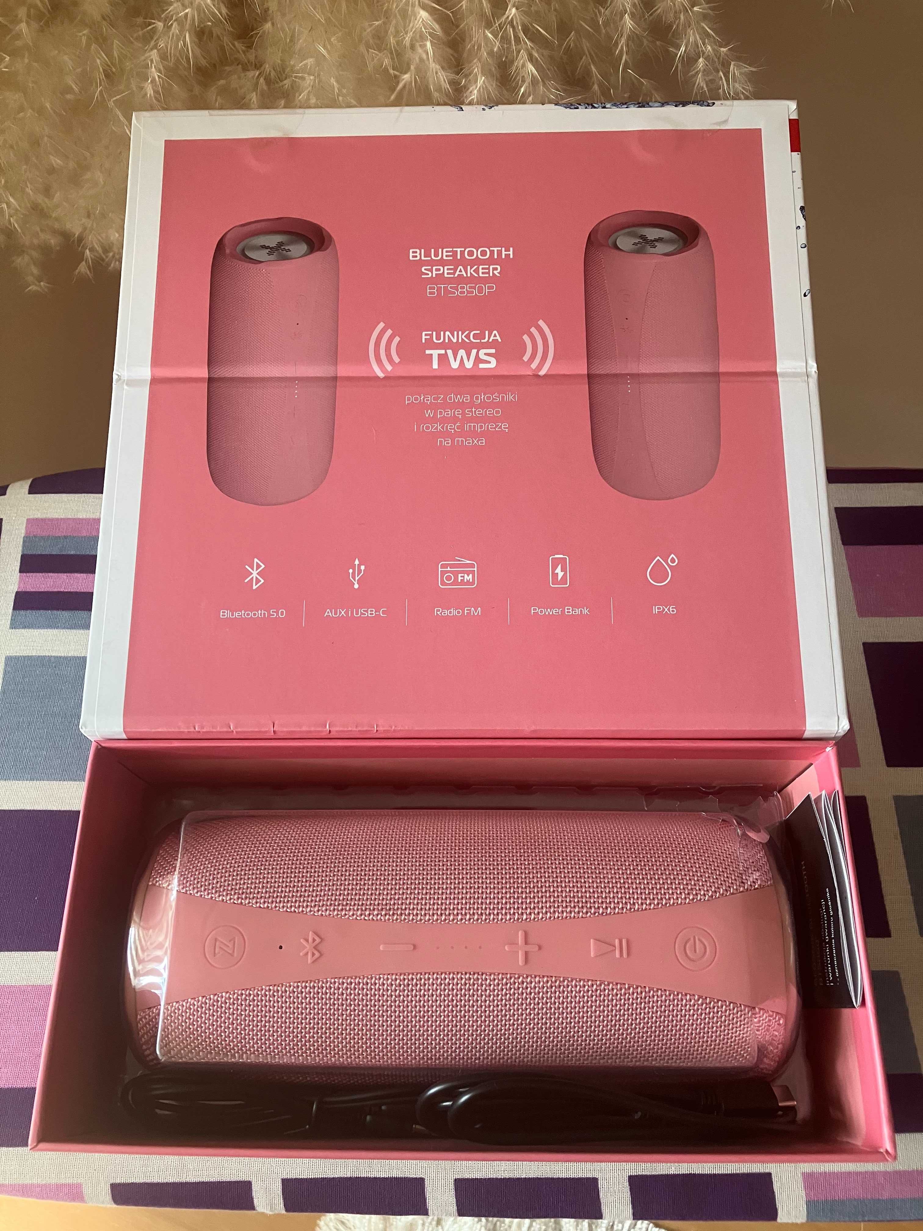Głośnik mobilny xmusic BTS850P Radio FM Różowy