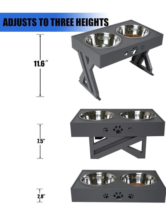 Podwyższona miska dla psa, 3 wysokości 7cm 19cm 30cm