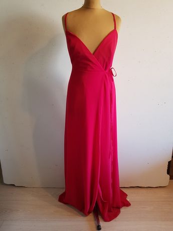 Nowa wieczorowa sukienka z rozcięciem maxi kopertowa Trendyol roz.34