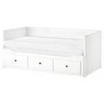 Łóżko Hemnes Ikea Rama leżanki z 3 szufladami, biały 80x200