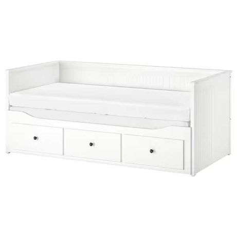 Łóżko Hemnes Ikea Rama leżanki z 3 szufladami, biały 80x200