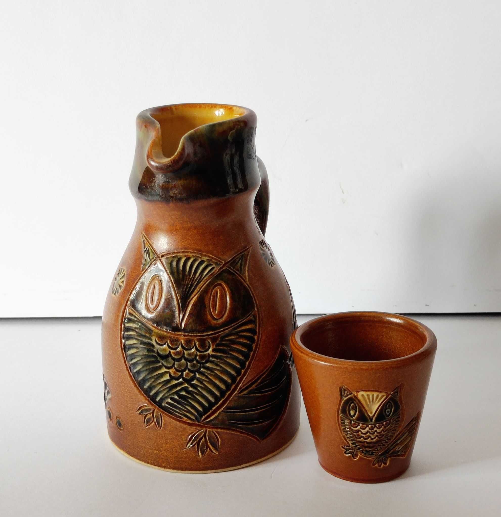 Stary ceramiczny dzbanek + kieliszek Achim Gelhard Design Vintage
