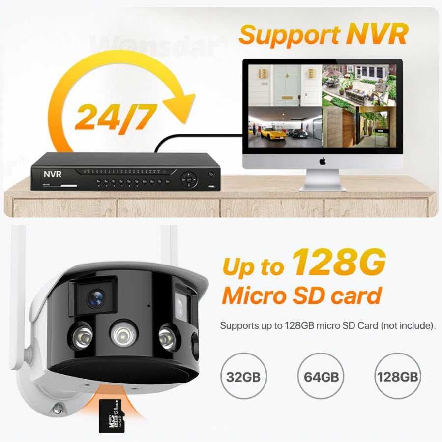 Панорамная широкоугольная уличная WiFi камера 180 градусов 8MP iCSee
