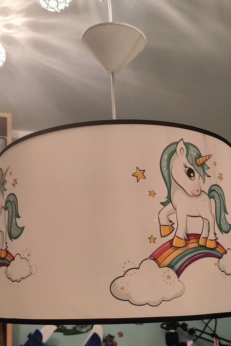 Lampa wisząca dziewczęca jednorożce walec