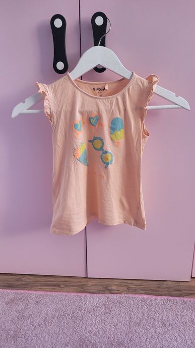 Koszulka 122 (5 sztuk) na krótki rękaw dziewczęca dziewczynki bluzka