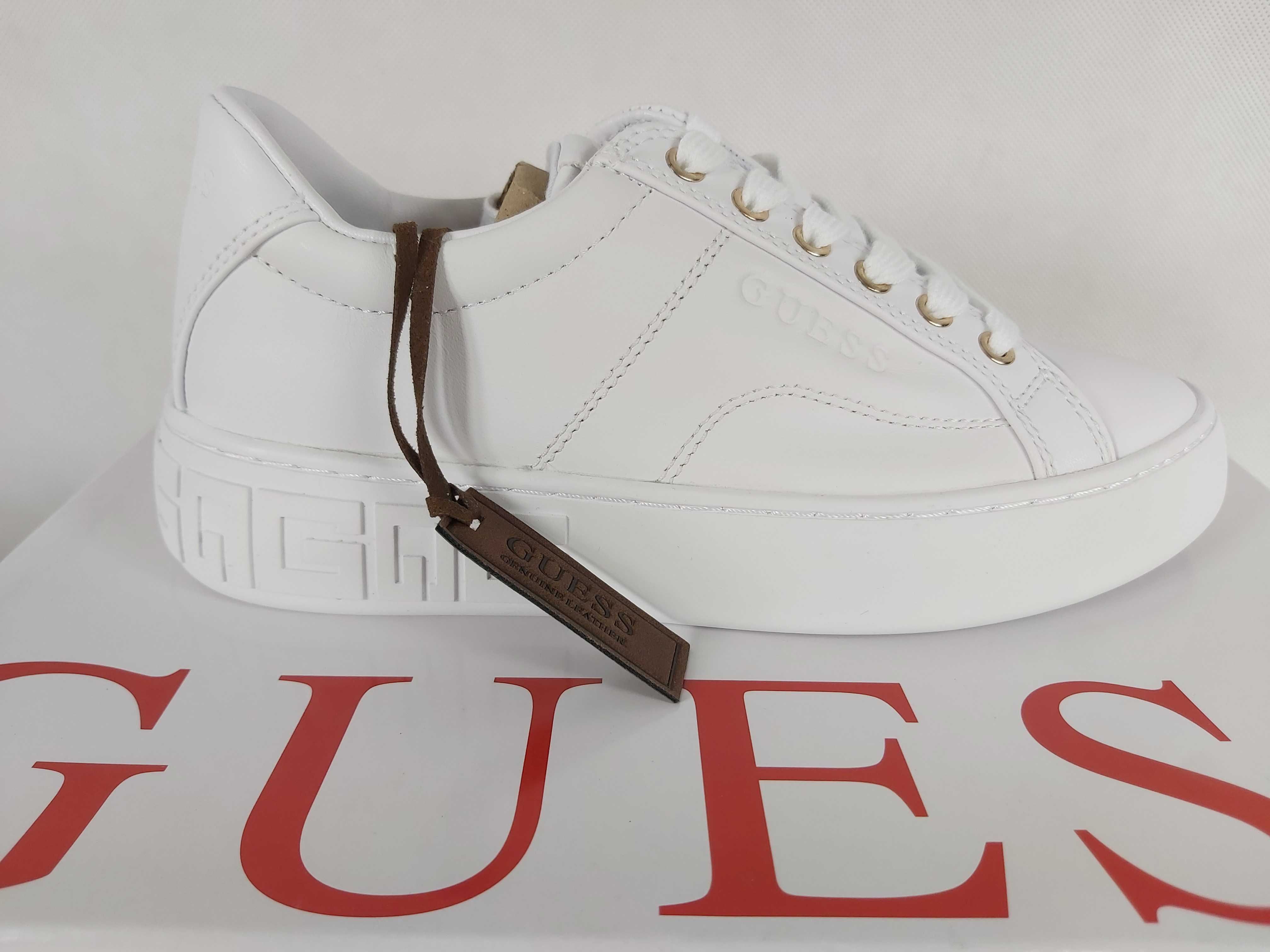 SP Nowe skórzane sneakersy GUESS białe trampki 35 a261