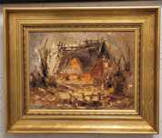 Obraz olejny J.P. Nielsen, 45×55 cm, oryginalna etykieta galerii