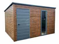 Schowek  domek ogrodowy 3x3m okno drewnopodobny antracyt   ID882