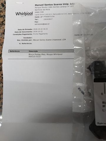 Bloca-portas máquina roupa Whirlpool