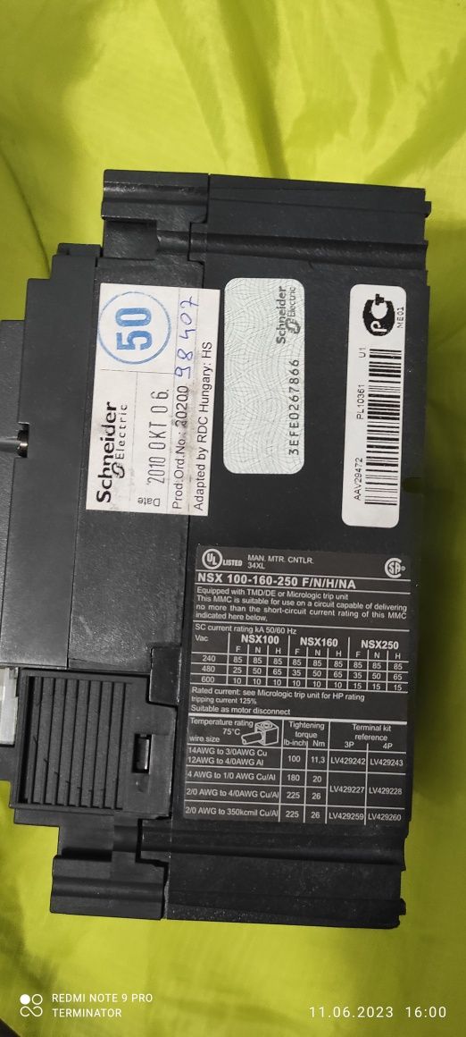 (LV431791) Автоматический выключатель Micrologic Schneider NSX250H