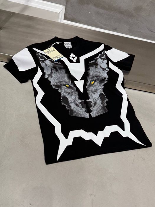 MARCELO BURLON футболка мужская черная с волком унисекс оверсайз