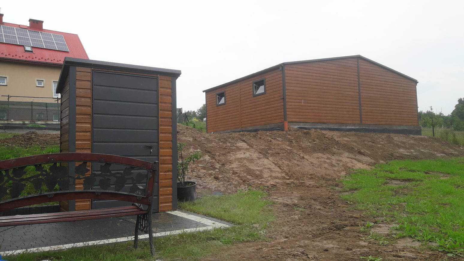 Garaż dwustanowiskowy blaszany drewnopodobny 8x6m (9x9 10x10 8x8)