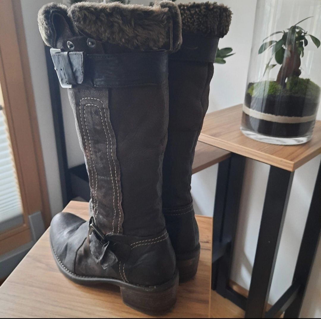 Buty Manas włoskie z futrem merynosa kozaki śniegowce