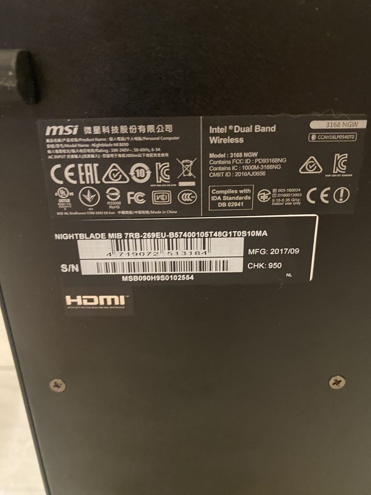 Komputer MSI Nightblade MIB i5-7400/8GB/GTX1050Ti