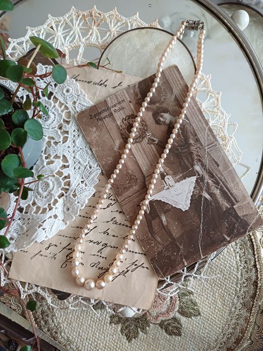 Sztuczne perły naszyjnik kolia vintage retro