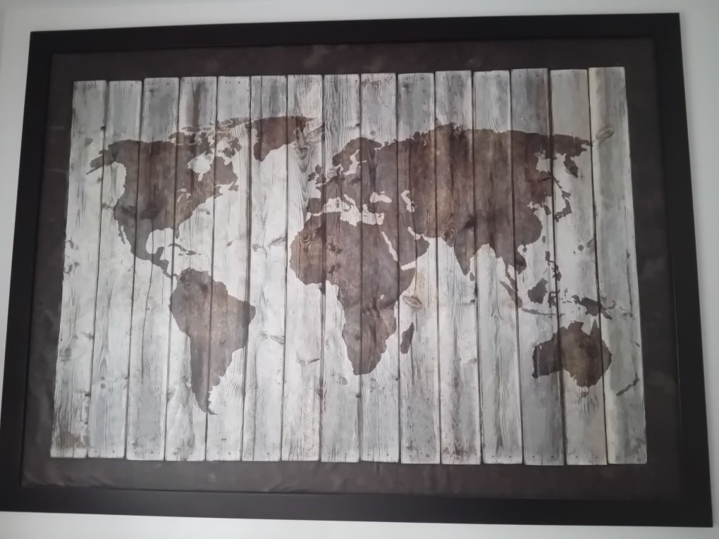 Obraz Mapa świata 160x220cm, w ramie